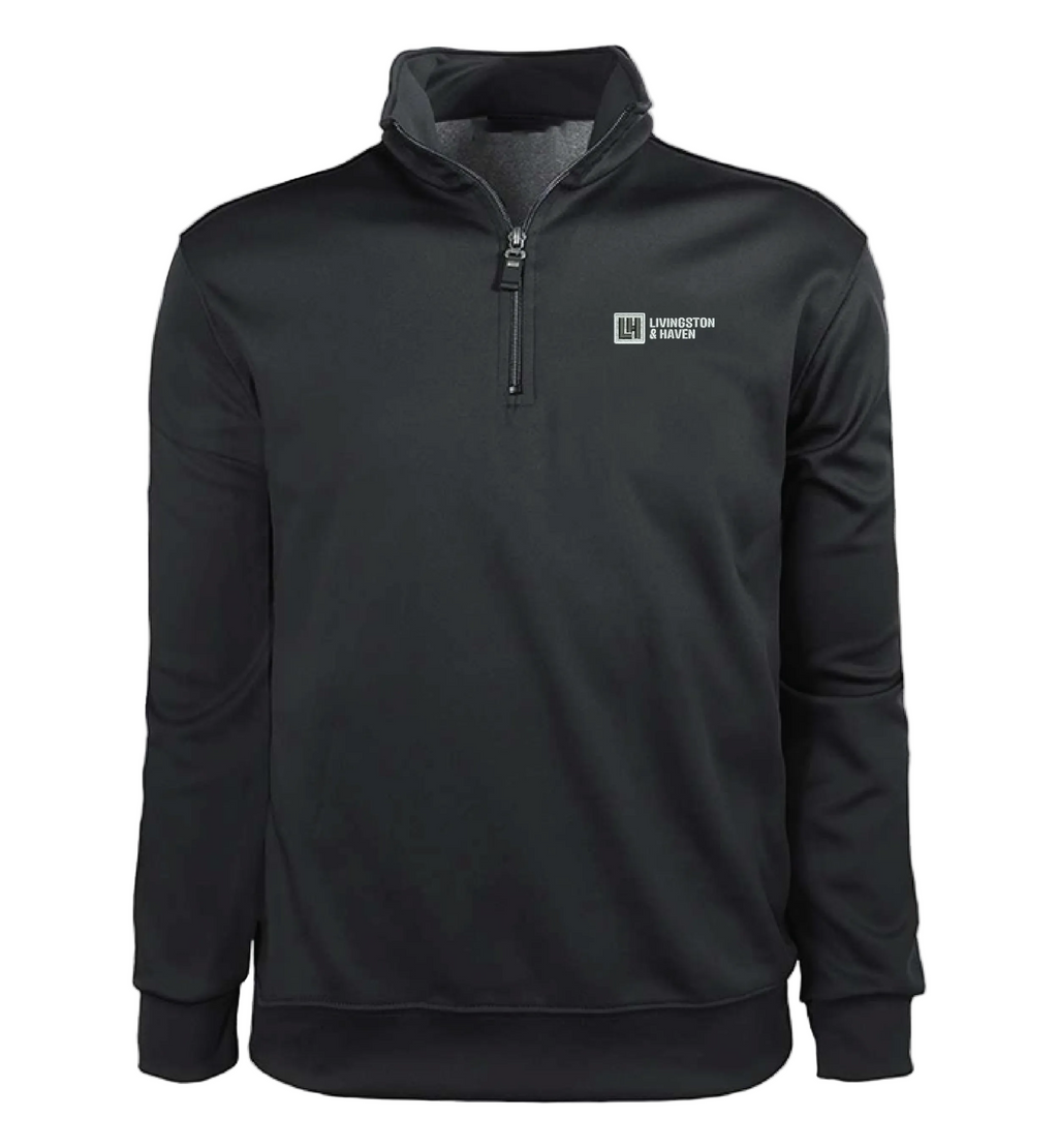 Black pullover with a logo on a white background
